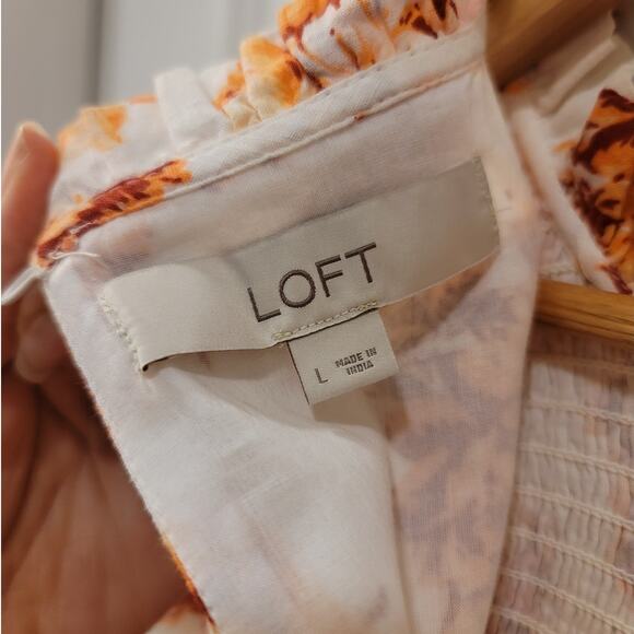 Loft Floral Smocked Ruffle Flare Dress - Picture 5 of 7